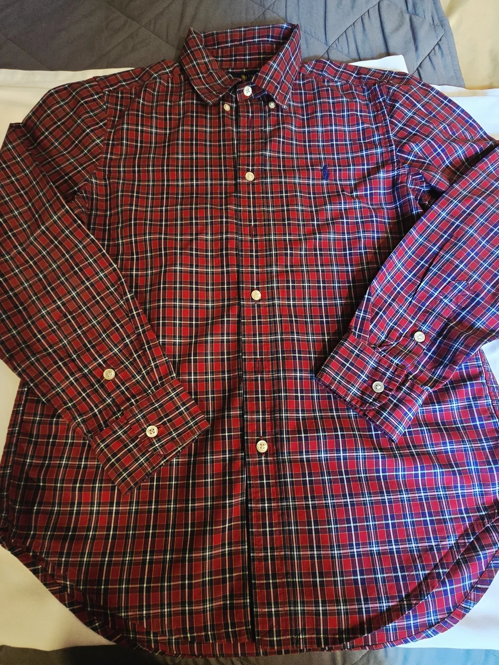 Ralph Lauren Red, Navy & White Plaid Button-Down Shirt (Boys)